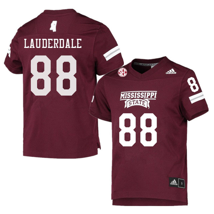 Men #88 Nick Lauderdale Mississippi State Bulldogs College Football Jerseys Sale-Maroon